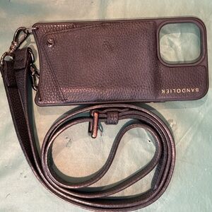 Bandolier IPhone 15 ProMax Black Case with Shoulder Strap
